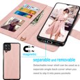 thumbnail image 5 of Samsung Galaxy A12 Wallet Case Tiflook Vegan Leather [RFID Blocking] [Removable Detachable Magnetic] Card Holder Flip Cover [Rose Gold], 5 of 7
