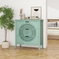 thumbnail image 2 of 3 Drawers Hollow-Carved Accent Cabinet, Delicate Life Furniture of Drawers Cabinet, 3 Drawer Cabinet with Solid Wood Legs for Bedroom Living Room Entryway, Light Green, 2 of 9