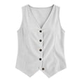 thumbnail image 4 of Tank Top for Women V Neck Button Up Sleeveless Spring Summer Winter All-purpose Corduroy Fashionable Tank White XXL, 4 of 6