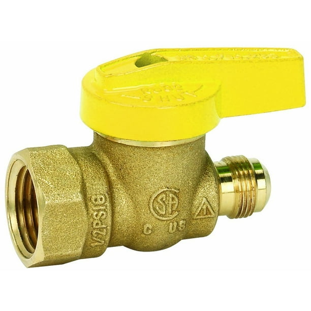 Calentador de gas Valve Homewerks VGV-1GA-R3B de latón de 1/2 pulgada FIP x 9/16 pulgadas FL