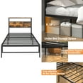 thumbnail image 6 of Yoneston Kids Twin Size Metal Platform Bed Frame with Storage Headboard, 12" Mattress Foundation for Childs Adults, Caramel Brown, 6 of 11