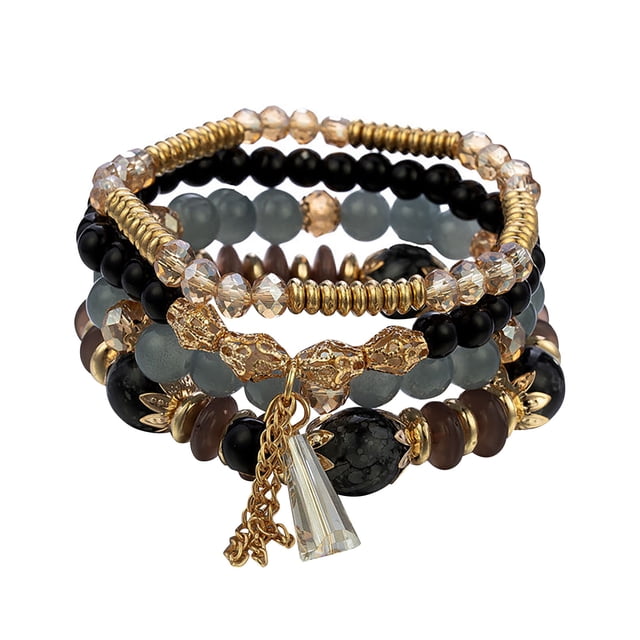 Stackable Bead Bracelets Set Multilayer Multicolor Jewelry for Women and Men