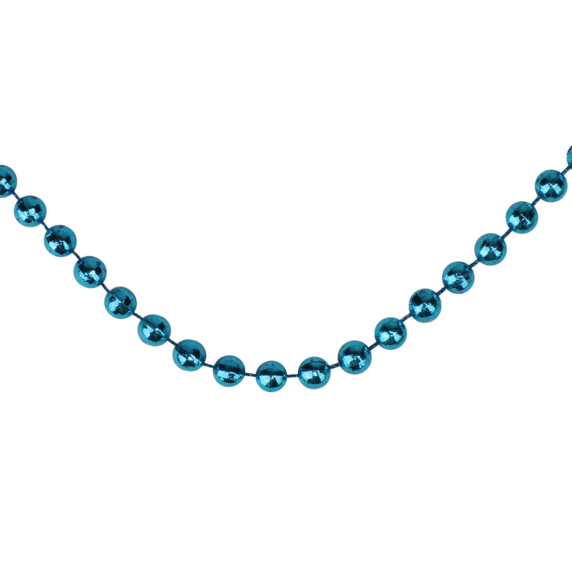 Northlight 15' X 0.25 Shiny Metallic Teal Blue Beaded Artificial Christmas Garland - Unlit - Size Feet