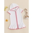 thumbnail image 6 of BemeyourBBs Toddler Terry Cloth Swim Cover Up Baby Boy Girl Swimsuit Wraps Short Sleeve Zipper Hooded Coverup Dress Towel Beach Bathing Suit Swimwear, 6 of 9