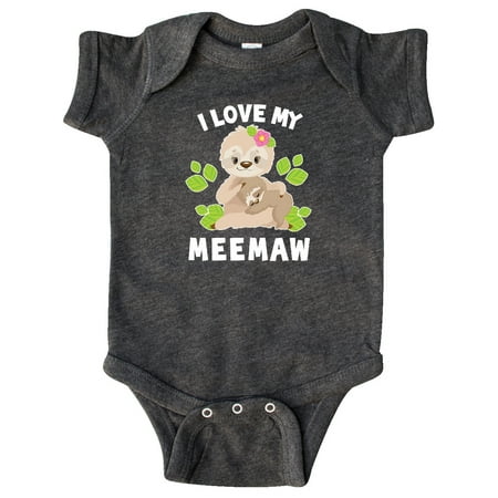 

Inktastic Cute Sloth I Love My Meemaw with Green Leaves Gift Baby Boy or Baby Girl Bodysuit