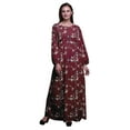thumbnail image 1 of Bimba Moss Georgette Floral & Paradise Whydah Bird Printed Women Long Sleeve Elastic Waist MaxiÂ&nbsp;DressÂ&nbsp;Gown-Small, 1 of 5