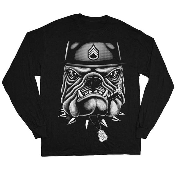Drill sergeant bulldog T-shirt Men's Long Sleeve Tee Black