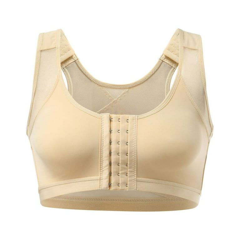 MRULIC bras for women Bra For Seniors Front Closure Posture Corrector Bra  For Women Full Coverage Front Closure Support Bra For Older Women Beige +