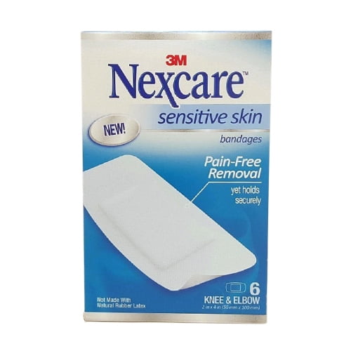 Nexcare Sensitive Skin Bandages, Knee And Elbow, 6 Ea