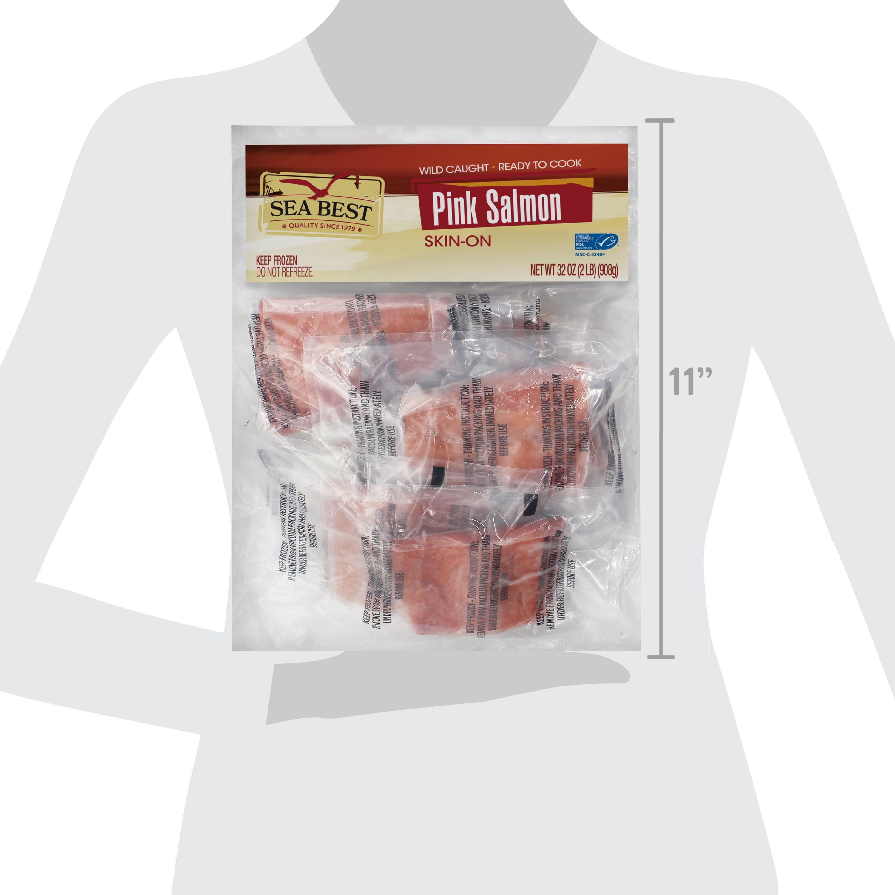 Sea Best Frozen Pink Salmon Skin-On Fillets, 2 lb
