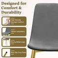 thumbnail image 3 of 36" Square Glass Dining Table Set, Modern Stainless Steel Cross-Leg Base with 4 Gold-Grey Velvet Upholstered Dining Chairs, for Dining Rooms, Cafes, Apartments, 3 of 7
