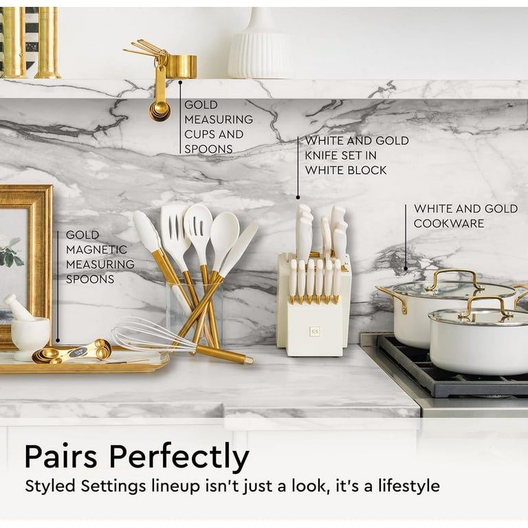 Styled Settings Home Kitchen Gold Handle White Silicone Cooking Utensils Set Walmart
