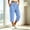 Blue, variant on Womens Solid Color Elastic High Waist Cotton Blend Capri Pants Loose Casual Cropped Trousers with Side Pockets Khaki L(L)