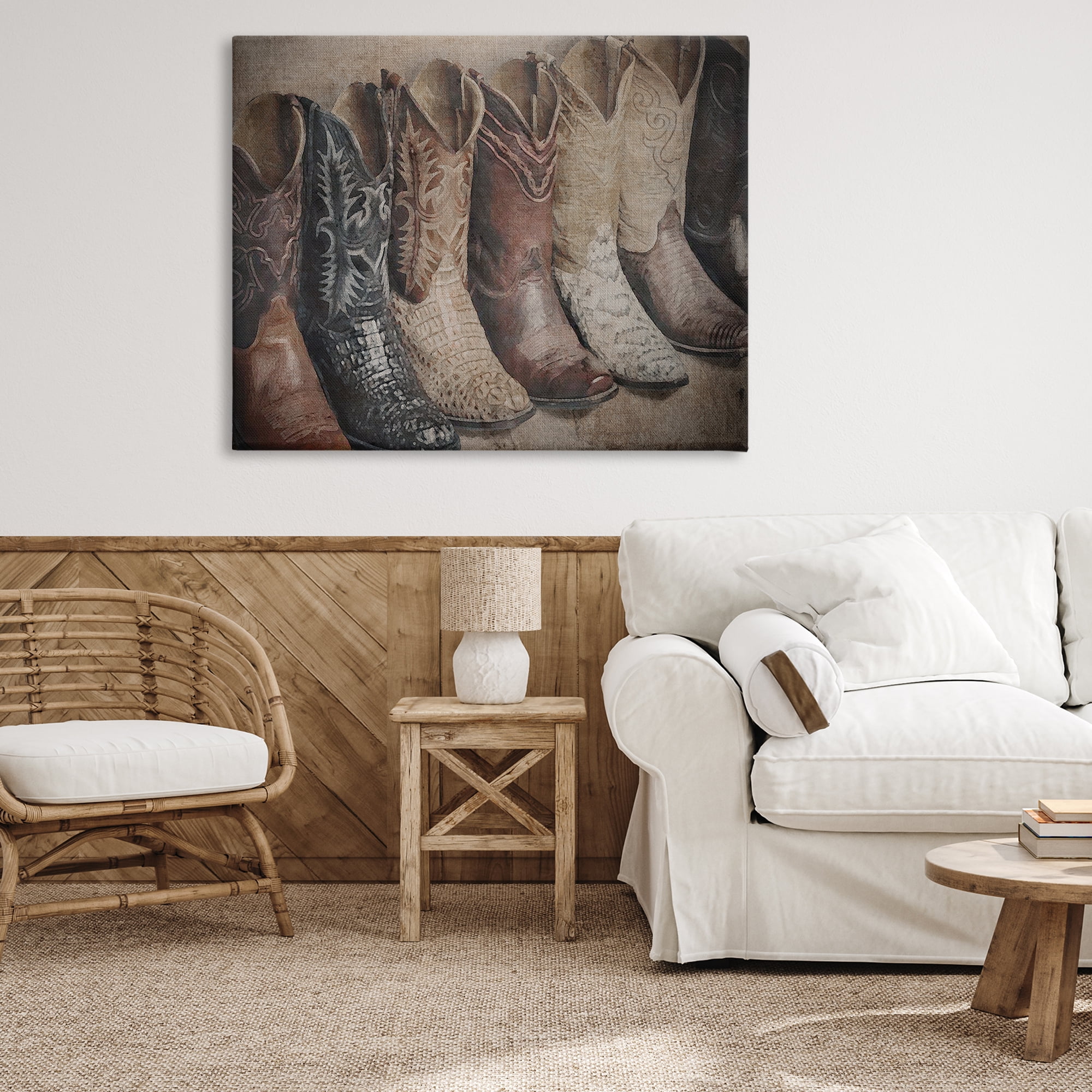 Stupell Industries Texan Lineup Boots Beauty & Fashion Photography Gallery Wrapped Canvas Art Print Wall Art, 48 x 36