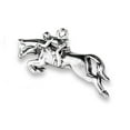 thumbnail image 1 of Sterling Silver 20" Unisex 1.5mm Box Chain Steeplechase Rider On Left Jumping Horse Pendant Necklace, 1 of 2