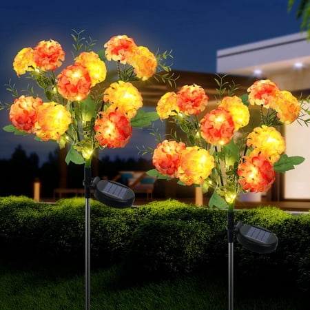 Qoosea Solar Hydrangea Flower Lights 2-Pack 10 Heads