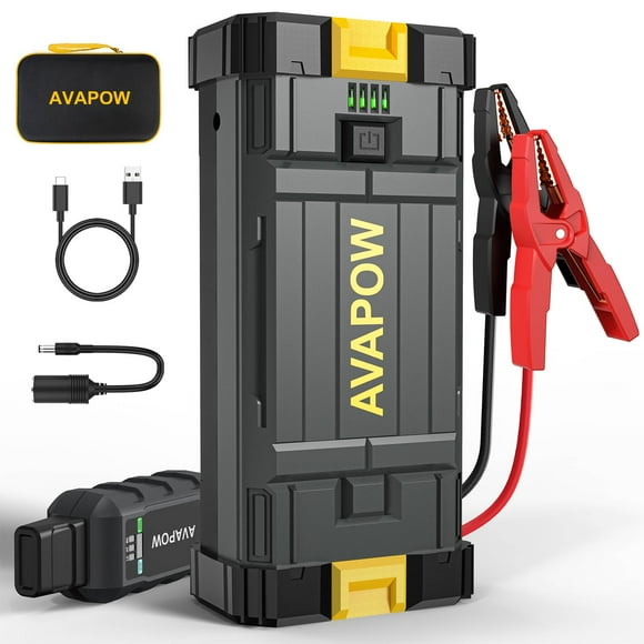 AVAPOW Jump Starter, 4000A Portable Battery Jump Pack for 10L Diesel & 12L Gas, 2025 Upgraded Powerful Car Battery Booster, 12V Car Jump Starter with LED Light, USB Quick Charging 3.0 Yellow