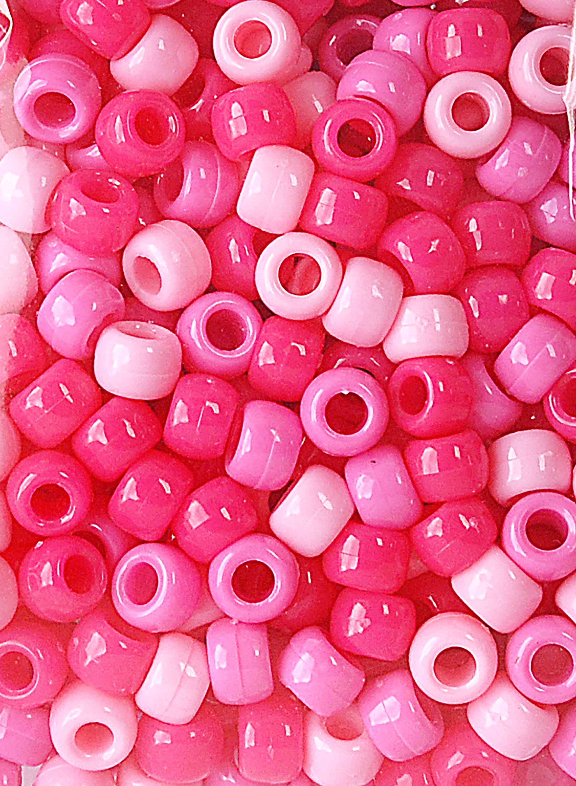 (4 pack) Hello Hobby Pony Bead Mix, Pink, 500 Pieces, Plastic Craft Beads for Jewelry Making and DIY Projects