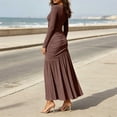 thumbnail image 5 of TFEOQRY Womens Maxi Dress Crew Neck Long Sleeve Ruched Bodycon Slim Flowy Hem Formal Party Long Dresses, 5 of 9