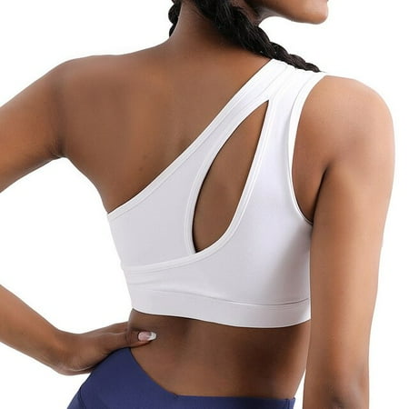

ANXINDABX One Shoulder Yoga Bras Women Sports Top Crop Athletic Vest Push Up Underwear Sports Bra Sportswear Wire Free Gym Shirts
