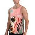 thumbnail image 2 of Gukieu Colorful Cat With Flowers Print Men's Quick Dry Fitness Vest, Round Neck Sleeveless Fitness Bodybuilding Top-Medium, 2 of 7