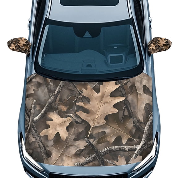 Yuyamidu Camo Hunting Car Hood Covers Wood Side Mirror Covers for Cars Sedans 1 Car Hood Dust Covers with 2 Auto Side View Mirror Covers Automotive Exterior Accessory
