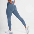 thumbnail image 3 of QLEICOM Womens Yoga Pants Capri Leggings Seamless Butt Lifting for High Waist Workout Leggings Athletic Pants Tummy Control Leggings Blue M, 3 of 4