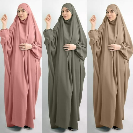 Eid Hooded Muslim Women Hijab Dress Prayer Garment Jilbab Abaya Long ...