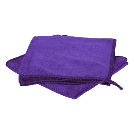 Uxcell 2pcs 14 x 14 Microfiber Cleaning Cloth Absorbent Purple