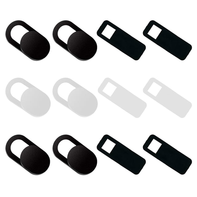 IllmTech Webcam Covers, Ultra Thin Slider Web Camera Privacy Cover with Strong Adhesive, Protects Privacy for Most Laptops, Tablets, and Smartphones (12-Pack(B&W-O&R))