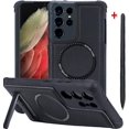 thumbnail image 1 of Biwat-for Samsung Galaxy S21 Ultra Case with S Pen Holder, Replacement S Pen Included, Compatible with MagSafe, Versatile Metal Stand, 3D Texture Leather Back, Military Grade Protection (Case+Pen), 1 of 4