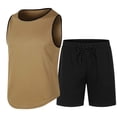 thumbnail image 4 of Afuyipoi Men Athletic Outfit Sets, Lightweight Sleeveless Solid Gym Short Set Brown 3XL, 4 of 9