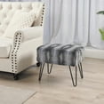 thumbnail image 5 of Home Soft Things Tip Printing Light Faux Fur Ottoman - Arusha Grey - 19" x 13" x 17", 5 of 7