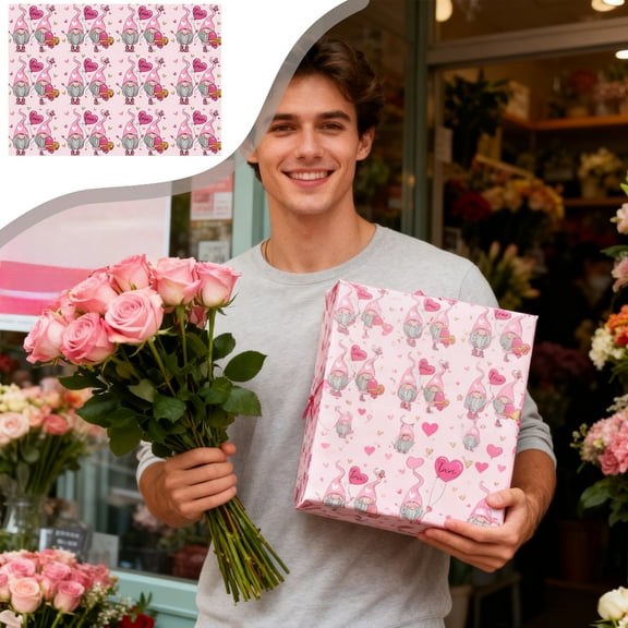 Moocorvic Valentine's Day Wrapping Paper Sheets for Wedding,Anniversary, Valentines Day Love Heart Gift Wrap, 27.5x19.7 Inch