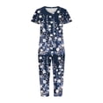 thumbnail image 6 of Jinhomg Women's Short Pajamas Sets 2 Piece Lightweight Comfy Sleepwear 2026 Trendy Short Sleeve Graphic Tees with Elastic Waist Capris Prime Day 2026 Prime Today Navy XL, 6 of 7
