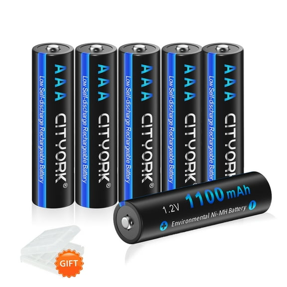 6 Pack 1.2V AAA Batteries Premium Rechargeable Batteries, High Capacity 1100mAh NiMH AAA Solar Light Battery, Pre-Charged