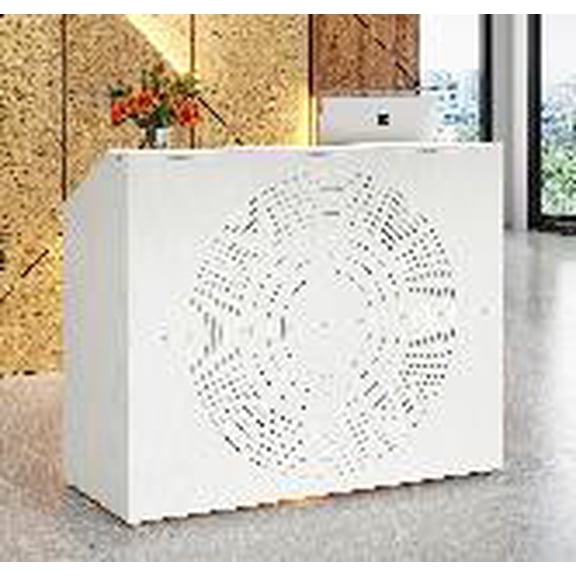 Fnova 55" Round Computer Desk, Home Office Desk Writing Desk Study Desk for Small Space Apartment Studio Bedroom