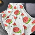 thumbnail image 2 of JOOCAR Watercolor Watermelon Fruit Print Flannel Throw Blanket Warm Cozy Soft Funny Print Blankets for Bed Couch Sofa Room Decoration Gifts 60”×50” XSmall for Pets, 2 of 5