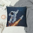 thumbnail image 2 of Shiartex Throw Pillow Covers Astronaut Colorful Planets Rocket Square Pillowcases for Home Decor Sofa Car Bedroom Starry Sky Background Cartoon Painting Pillow Cases, 2 of 5