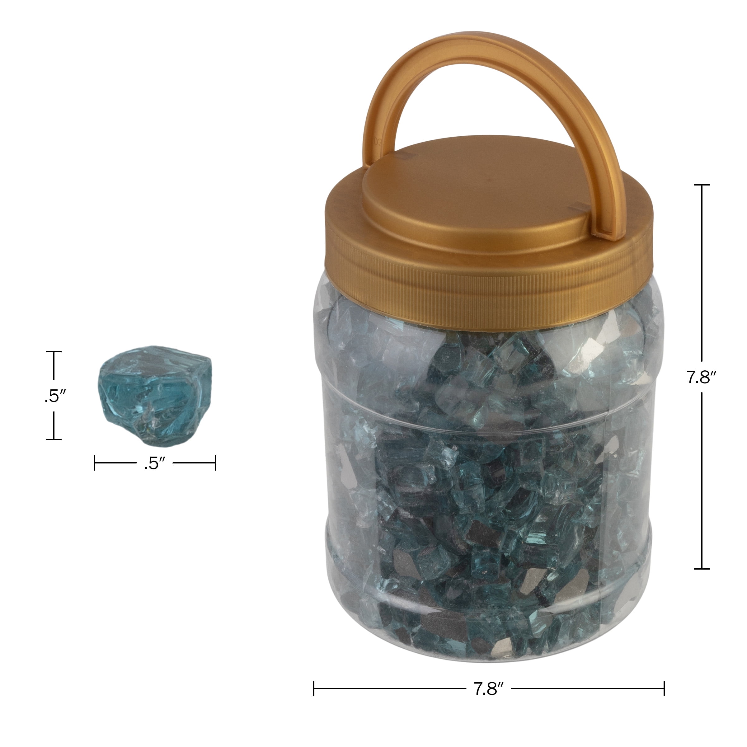 Pure Garden 10lbs Fire Pit Glass - 1/2-Inch Glass Rocks, Aqua Blue