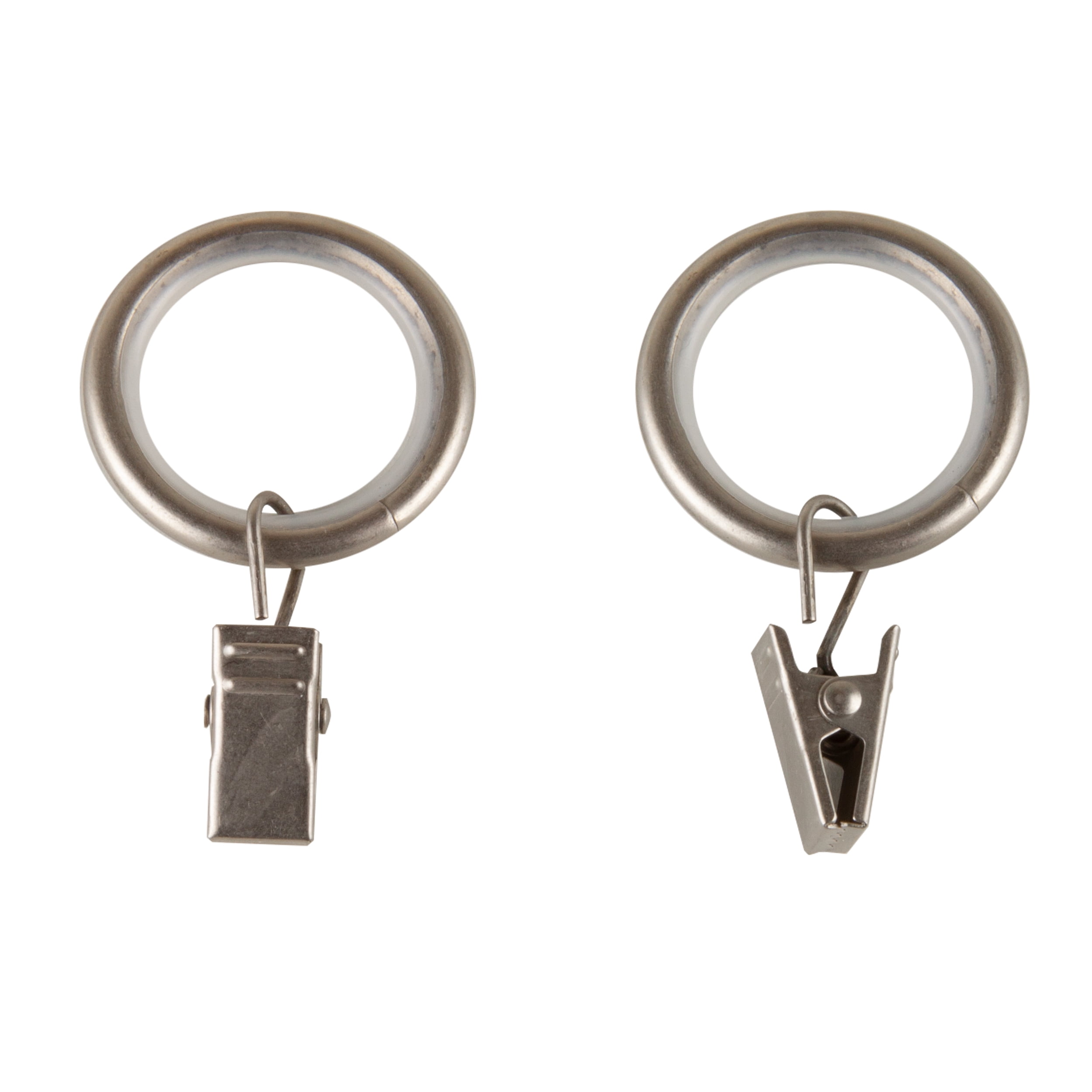 PlusCasa Noise-Canceling 7/8 inch Satin Nickel Curtain Rings with Clips (10 Count)