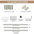 thumbnail image 2 of Brushed Nickel Curtain Rods with Cap Finials, Single 72-144" Adjustable Decorative Drapery Rods, 2 of 14