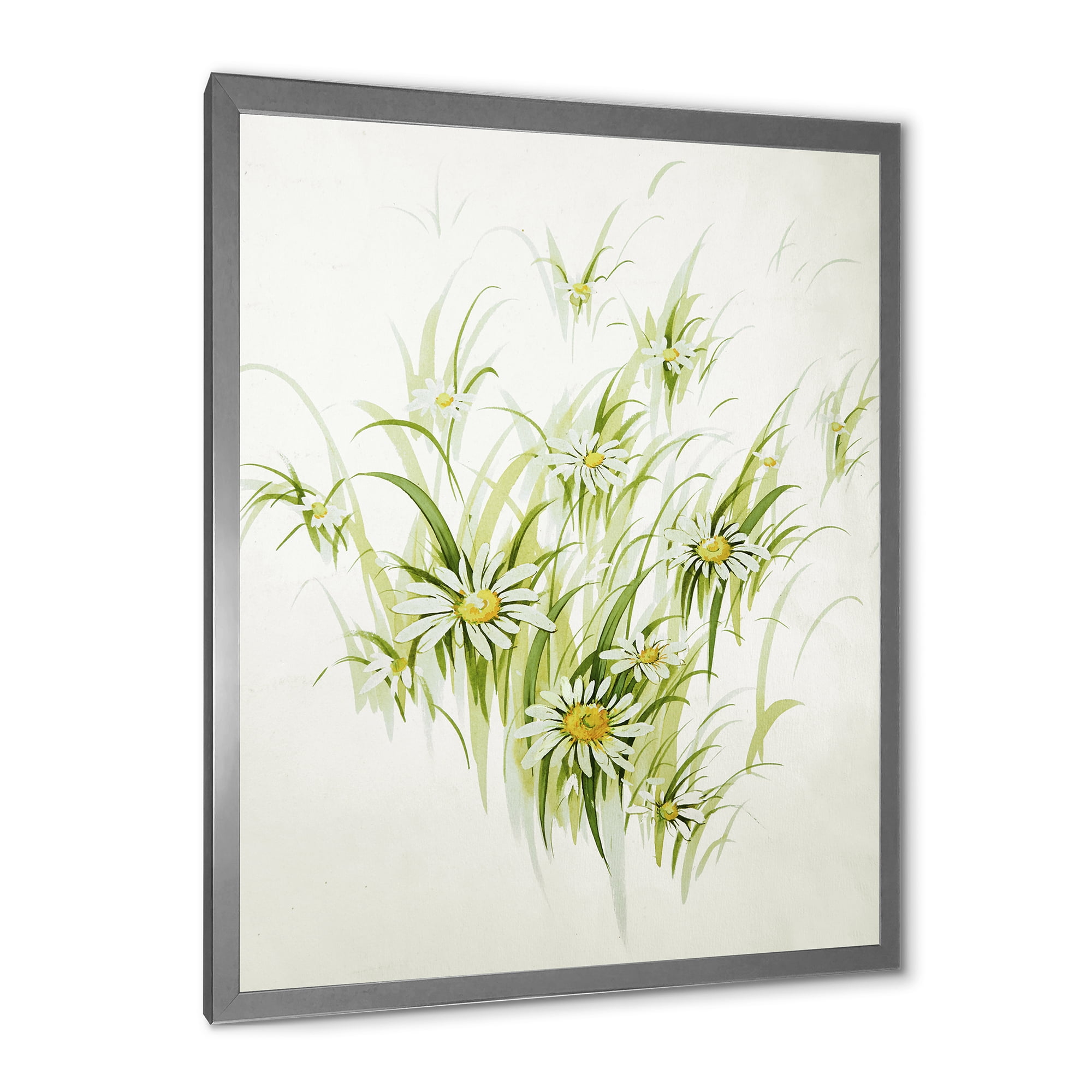 Designart 'Abstract Retro Drawing of Flowers I' Vintage Framed Art Print