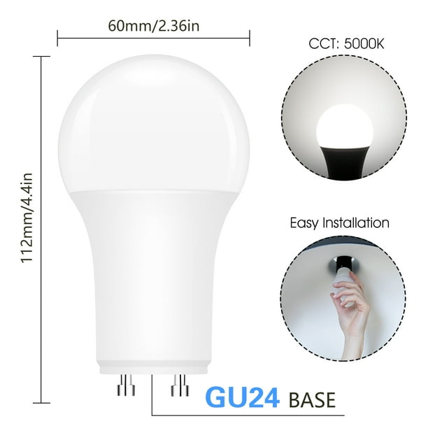 GU24 LED Light Bulbs 9W 60W Equivalent 5000K Daylight White UL