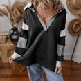 thumbnail image 3 of vdgthytj Womens Oversized Sweatshirt Striped Color Block Lapel Long Sleeve Pullover Top Trendy Fall Clothes, 3 of 5