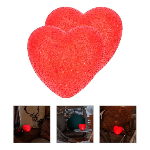 Luxshiny Set of 2 Heart Shaped Night Lights Soft Glow Table Lamps for Valentine’s Day Anniversary Home Decoration
