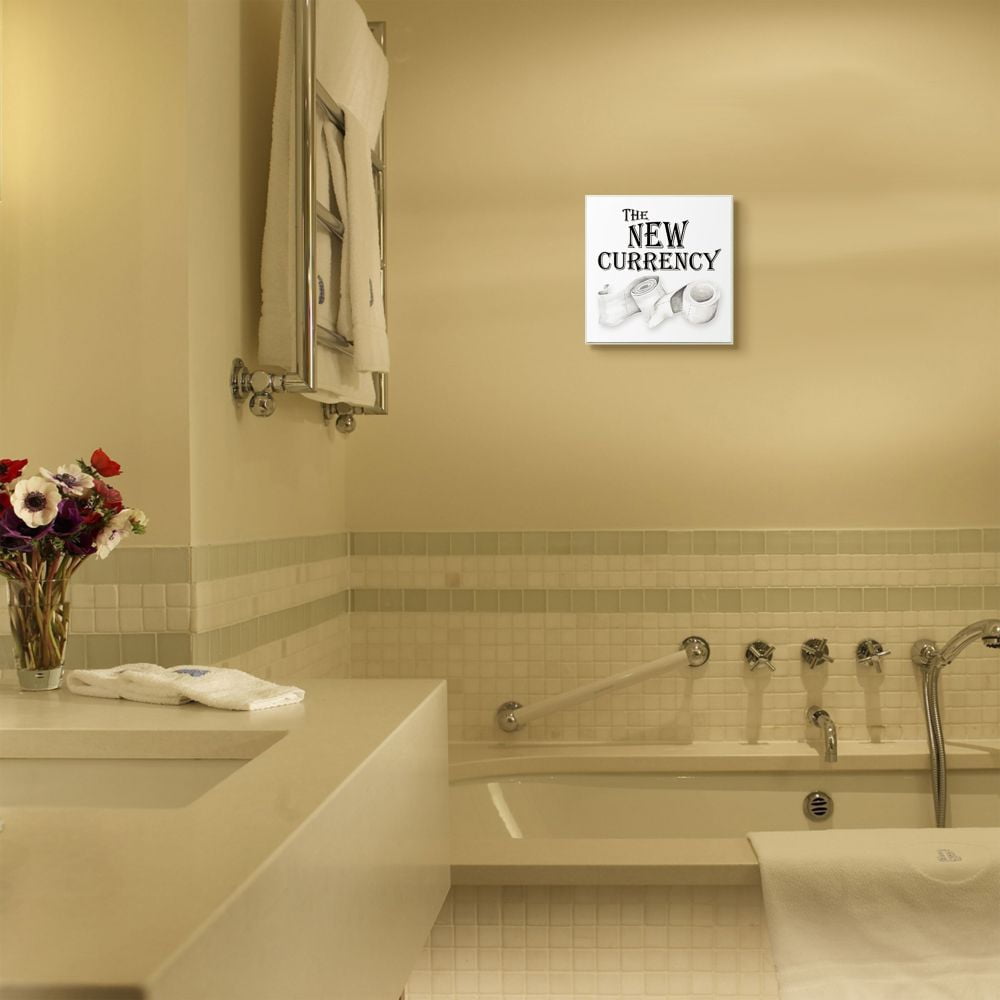 Stupell Industries The New Currency Phrase Bathroom Toilet Paper Quote Wall Plaque Design by Gail Green Licensing and Design Limited