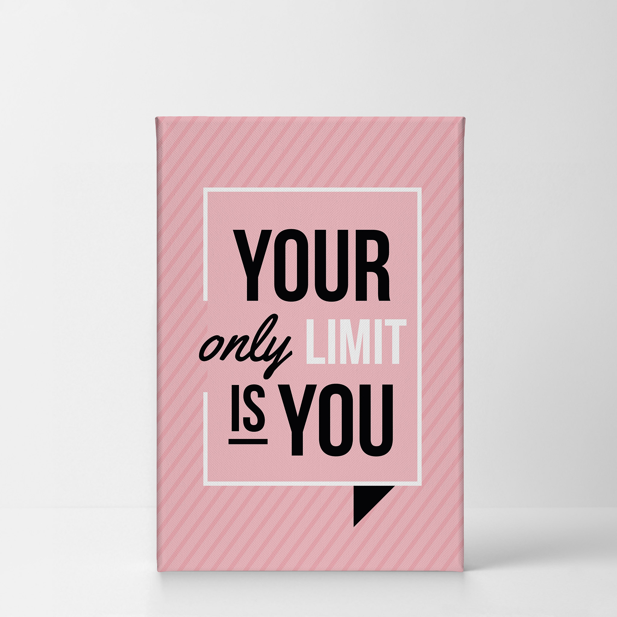 Smile Art Design Your Only Limit Is You Quote Dark Pink Lines On Pink Background Inspirational Wall Art Canvas Print Motivational Home Decor Ready To Hang Made In The Usa 28x19