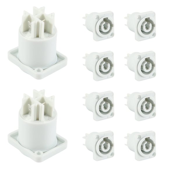 10 Uds Conector Powercon 3 Pines 20A 250V Enchufe de Panel Altavoz Potencia Hembra para IluminacióN Escenario Pantalla LED, Gris