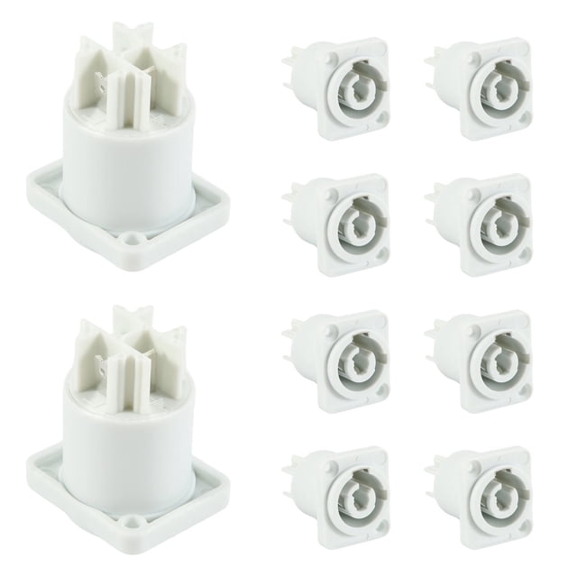 10 Uds Conector Powercon 3 Pines 20A 250V Enchufe de Panel Altavoz Potencia Hembra para IluminacióN Escenario Pantalla LED, Gris